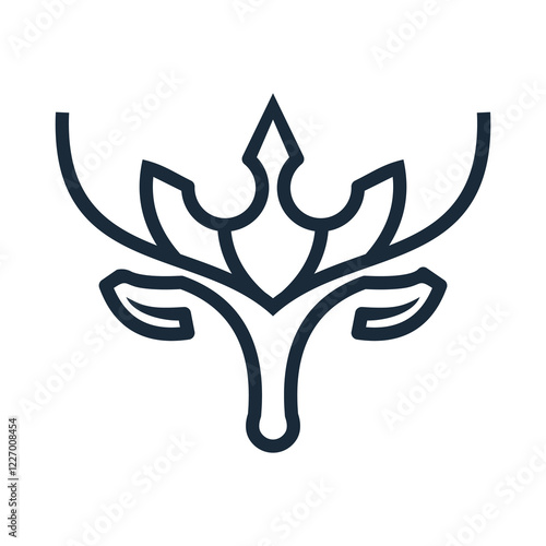 deer and crown animal logo abstract line art vector
