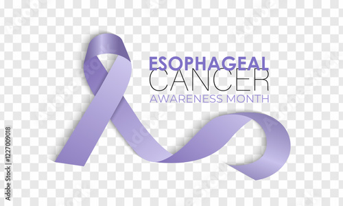 Vector graphic of Esophageal Cancer Awareness Calligraphy banner and Poster Design. Ribbon with periwinkle pattern in realistic detail. Vector illustration. Eps 10.