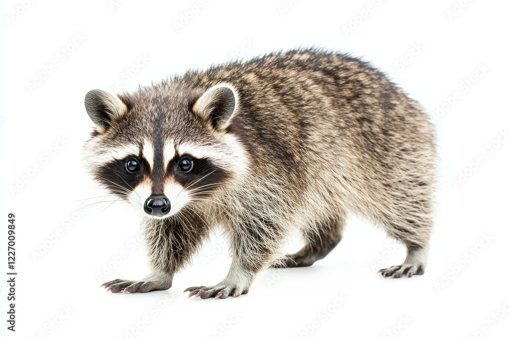 Fototapeta premium Curious Raccoon on White Background