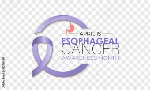 Vector graphic of Esophageal Cancer Awareness Calligraphy banner and Poster Design. Ribbon with periwinkle pattern in realistic detail. Vector illustration. Eps 10.