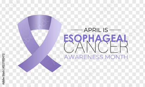 Vector graphic of Esophageal Cancer Awareness Calligraphy banner and Poster Design. Ribbon with periwinkle pattern in realistic detail. Vector illustration. Eps 10.