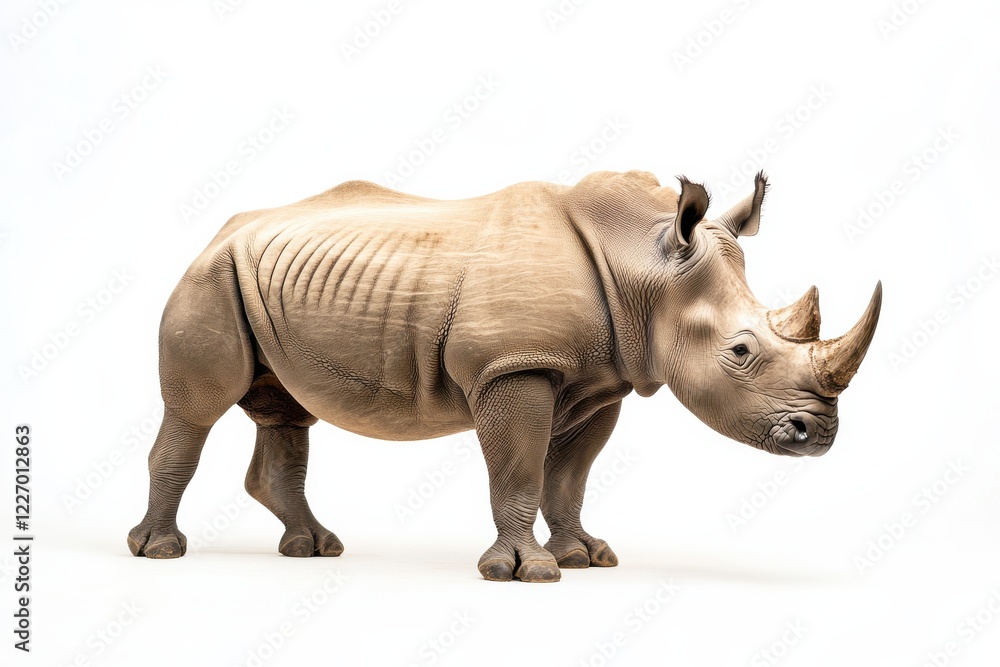 Fototapeta premium Majestic White Rhinoceros on White Background