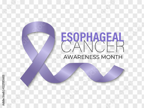 Vector graphic of Esophageal Cancer Awareness Calligraphy banner and Poster Design. Ribbon with periwinkle pattern in realistic detail. Vector illustration. Eps 10.