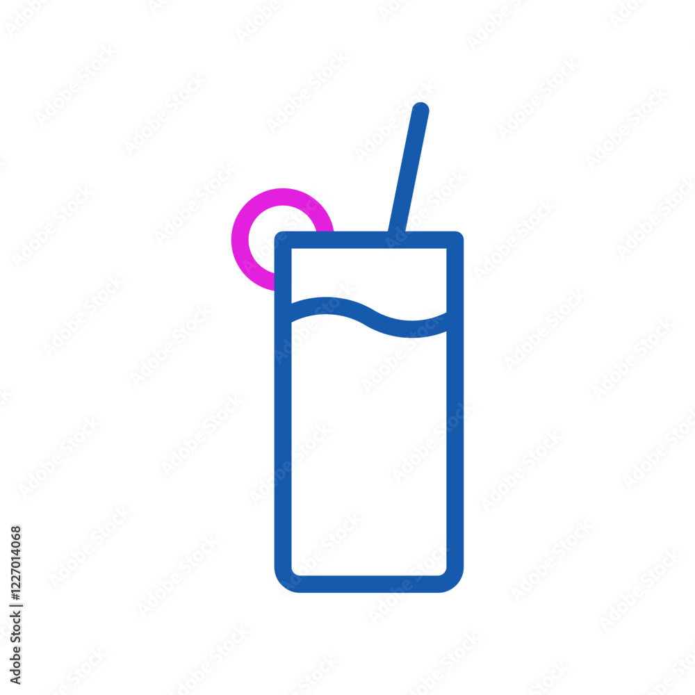 Refreshing Drink with a Pink Slice and Blue Straw Refreshing Drink with a Pink Slice and Blue Straw