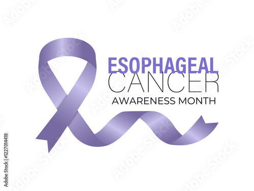 Vector graphic of Esophageal Cancer Awareness Calligraphy banner and Poster Design. Ribbon with periwinkle pattern in realistic detail. Vector illustration. Eps 10.