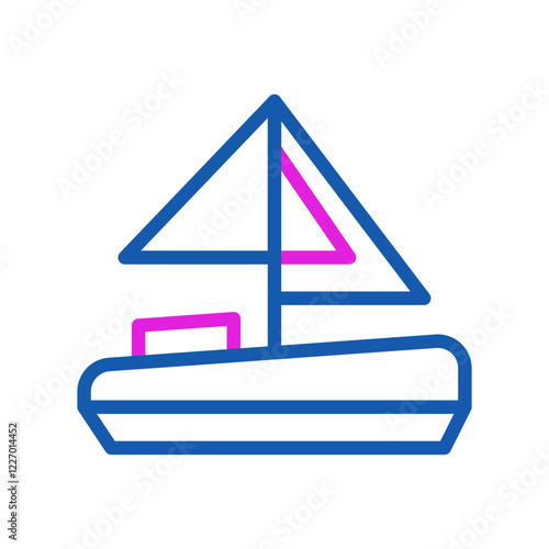 A Simple Blue And Pink Outlined Sailboat Illustration