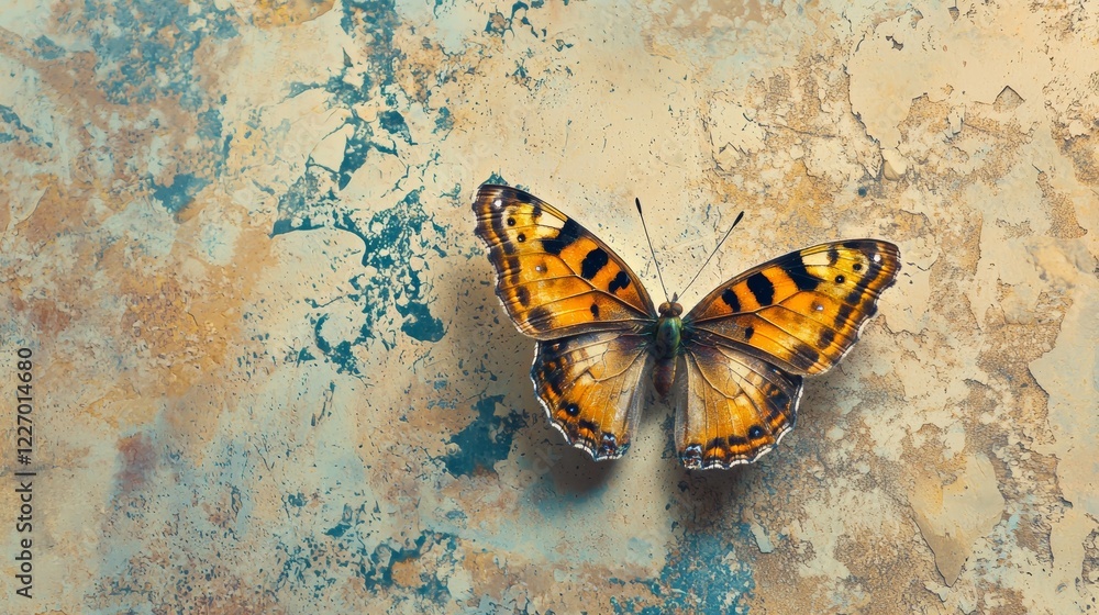 Butterfly resting on a textured surface with warm tones Butterfly resting on a textured surface with warm tones