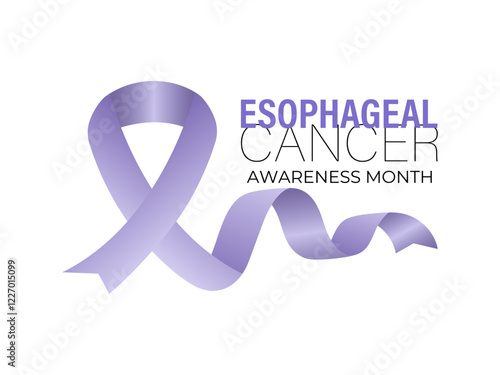 Vector graphic of Esophageal Cancer Awareness Calligraphy banner and Poster Design. Ribbon with periwinkle pattern in realistic detail. Vector illustration. Eps 10.