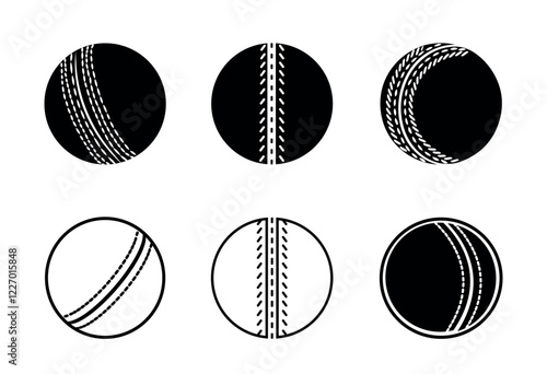 Cricket balls vector isolated, cricket clip art outline with white background