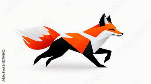 Geometric Low Poly Fox in Motion An Abstract Animal Illustration photo