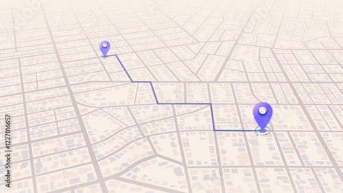 Travel concept. Geolocation and abstract GPS navigation, online navigation map pointer, place mark with map navigation. Tracking path with app. Perspective vector illustration