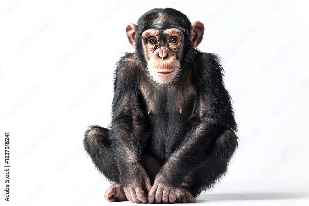 Fototapeta premium Adorable young chimpanzee sitting.