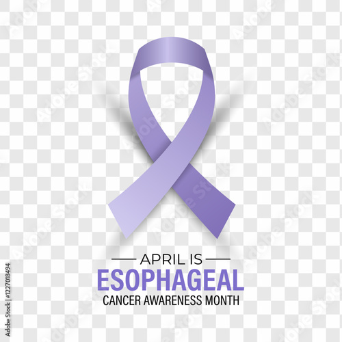 Vector graphic of Esophageal Cancer Awareness Calligraphy banner and Poster Design. Ribbon with periwinkle pattern in realistic detail. Vector illustration. Eps 10.