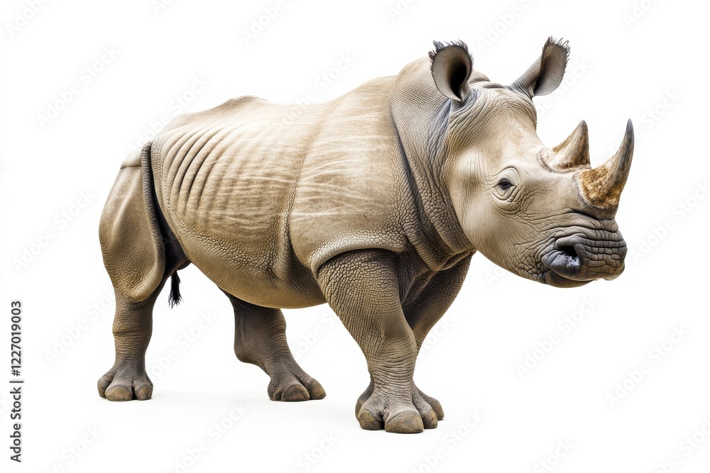 Majestic white rhinoceros isolated on white background. Majestic white rhinoceros isolated on white background.
