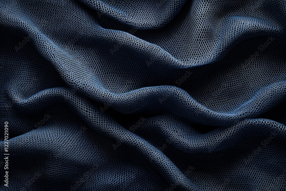 Textured dark fabric draped artistically showing intricate patterns and folds