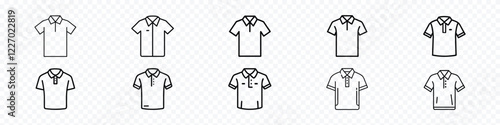 Polo shirt icon set, short sleeve shirt icon, Polo Shirt line icon