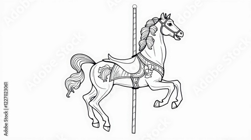 Intricate Line Art of a Carousel Horse