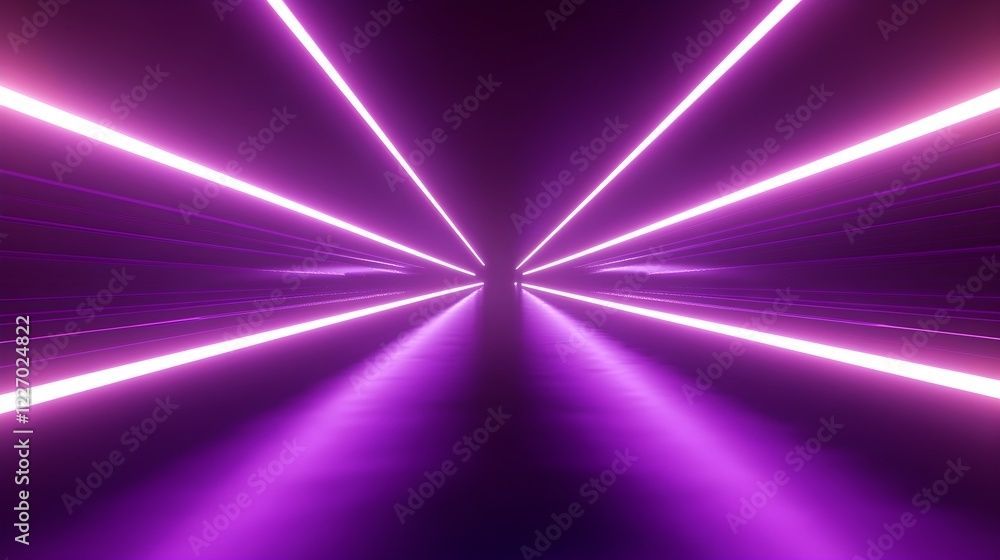 Fototapeta premium purple neon lights corridor abstract background
