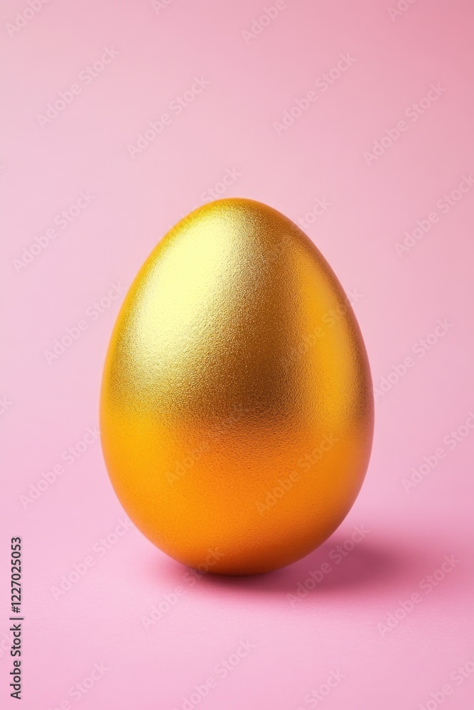 Shiny gold egg with texture and shine, on soft pink backdrop. Shiny gold egg with texture and shine, on soft pink backdrop.