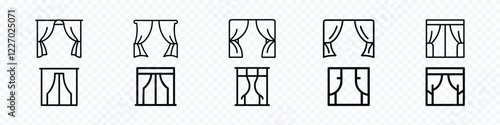 Curtain Icon, open curtains icon, scene and curtains icon