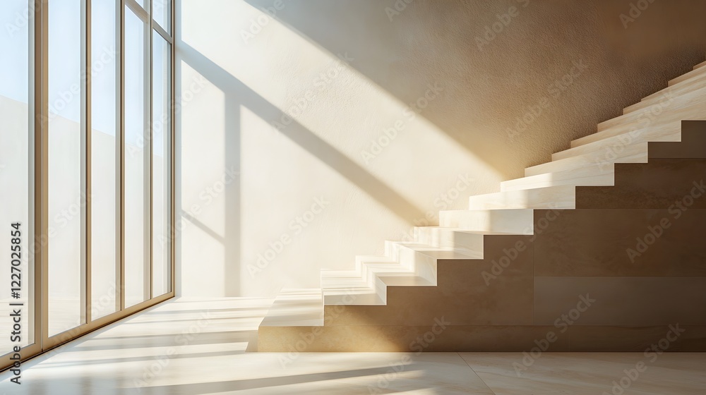 Fototapeta premium modern minimalist staircase design with sunlight