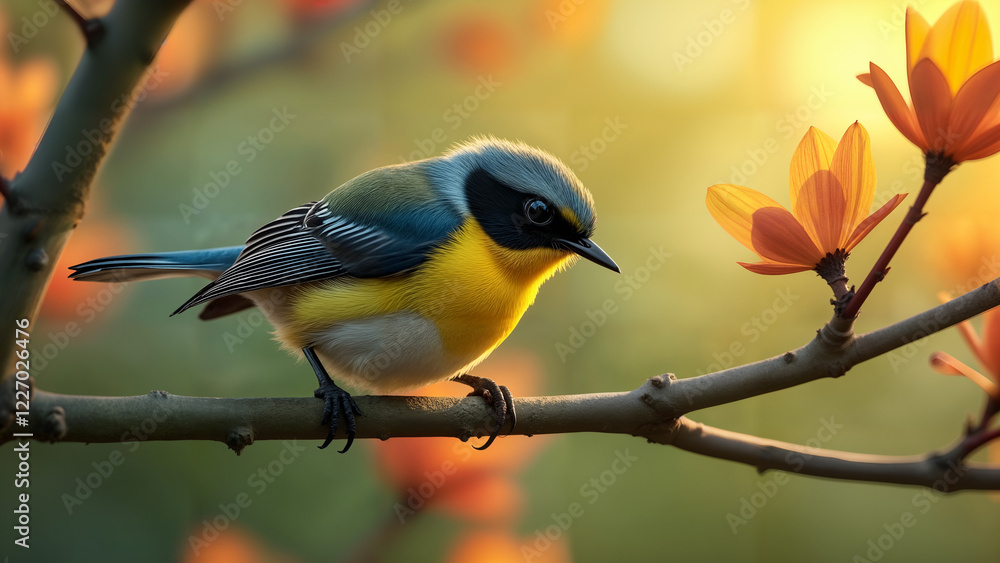 Obraz premium Colorful Fairywren Resting on a Branch