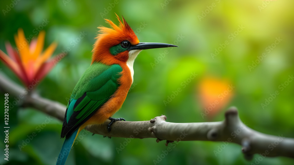 Royal Flycatcher in Tropical Habitat Royal Flycatcher in Tropical Habitat