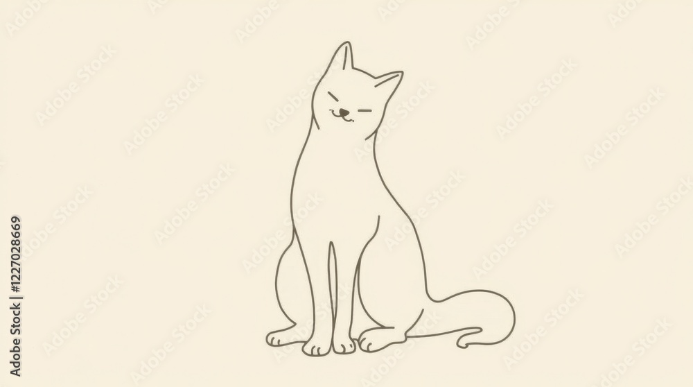 Obraz premium Graceful Cat Line Art
