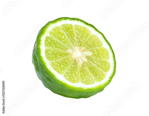 Bergamot lime fruit isolated on white background