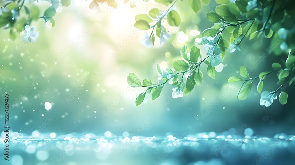 serene spring blossoms reflecting in tranquil water serene spring blossoms reflecting in tranquil water