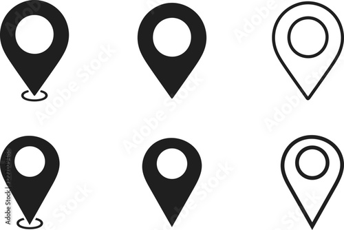 Location or Address, pin, marker, navigation, GPS, position, pointer, Icon Set Vector