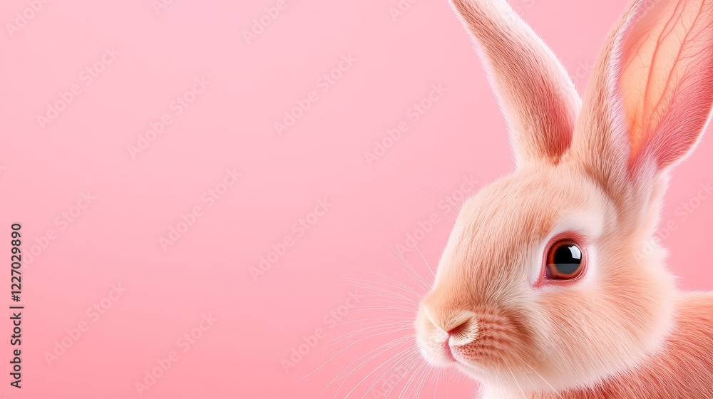 Cute Bunny Rabbit Portrait on Soft Pink Background for Spring Events Cute Bunny Rabbit Portrait on Soft Pink Background for Spring Events
