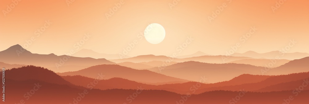 Obraz premium Serene sunset over rolling hills highlights nature's beauty in warm hues. Generative AI