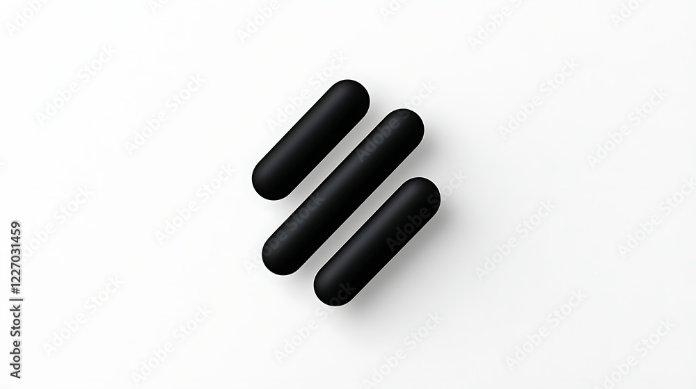 Three Black Cylinders on White Background A Minimalist Geometric Design Three Black Cylinders on White Background A Minimalist Geometric Design