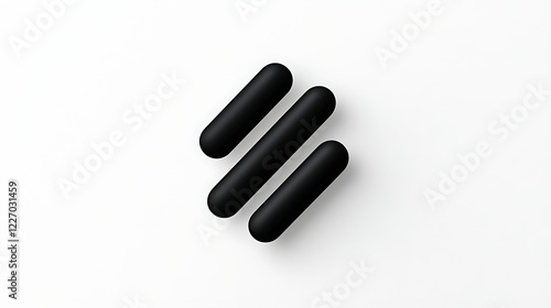 Three Black Cylinders on White Background A Minimalist Geometric Design