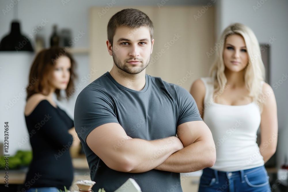 Polyamorous life, one man and two women share a home. Polyamorous life, one man and two women share a home.