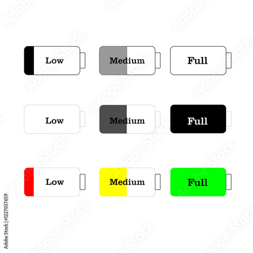pictures of full, medium and less battery capacity