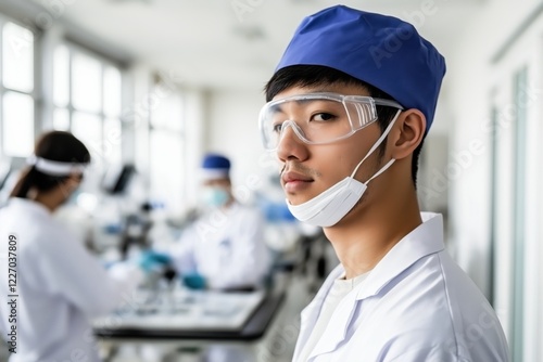 Modern Chinese AI powered factory showcasing advanced technology and skilled workers photo