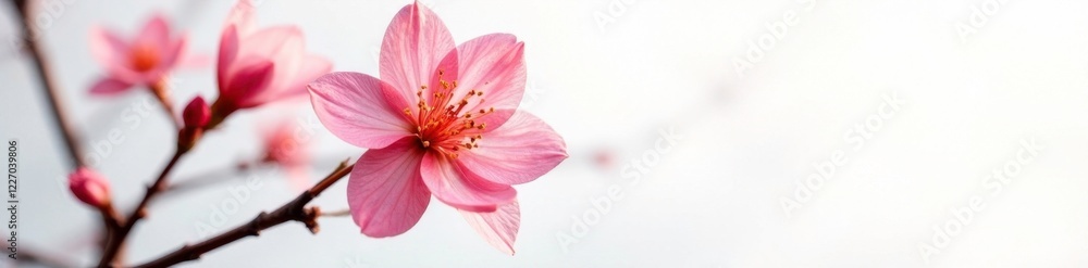 Single Osmanthus bloom isolated on white background with light beam, solo, flower, blossom Single Osmanthus bloom isolated on white background with light beam, solo, flower, blossom