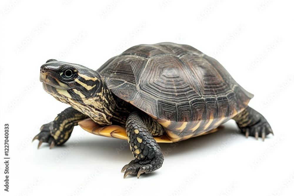 Striped-necked turtle on white background Striped-necked turtle on white background