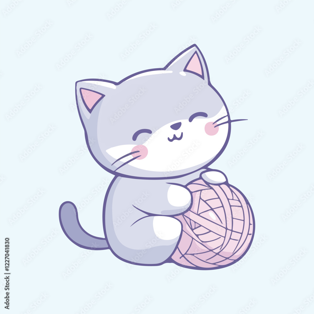 Cute Cat Playing Yarn Ball Cartoon Vector Icon Illustration Cute Cat Playing Yarn Ball Cartoon Vector Icon Illustration