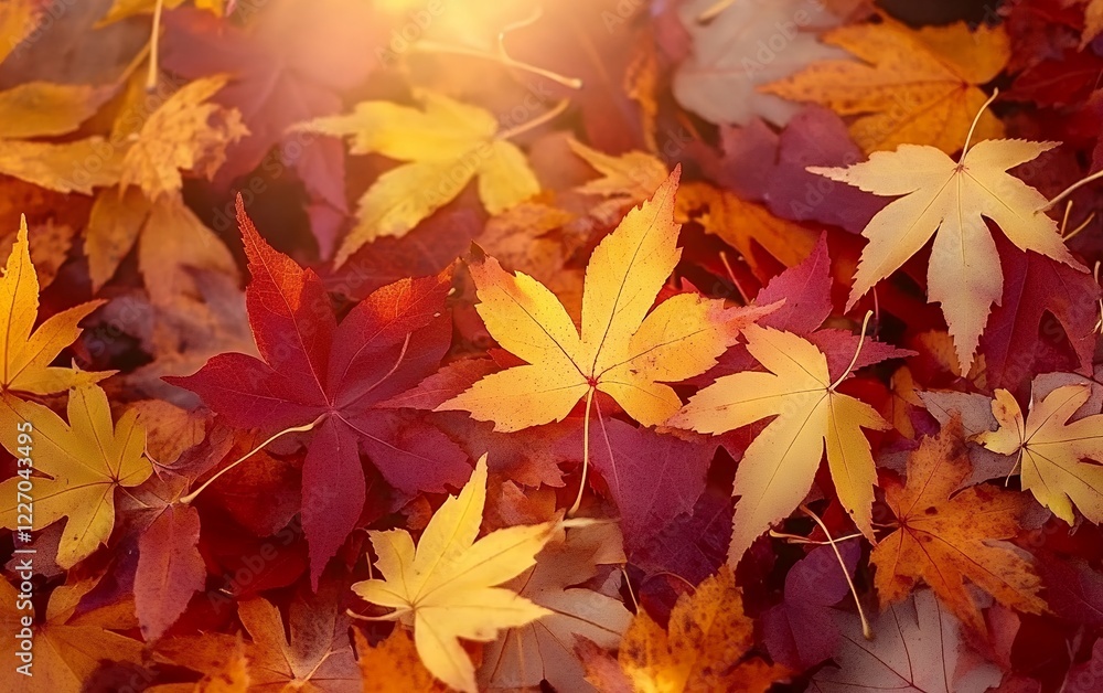 Scenic autumn maple leaves in sunlight, vibrant fall colors and seasonal beauty in nature Scenic autumn maple leaves in sunlight, vibrant fall colors and seasonal beauty in nature