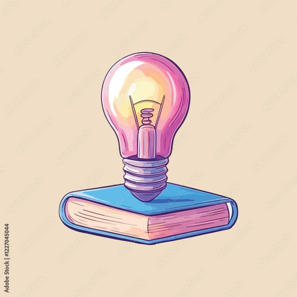 Lightbulb floating from open book cartoon Vector Illustration Lightbulb floating from open book cartoon Vector Illustration