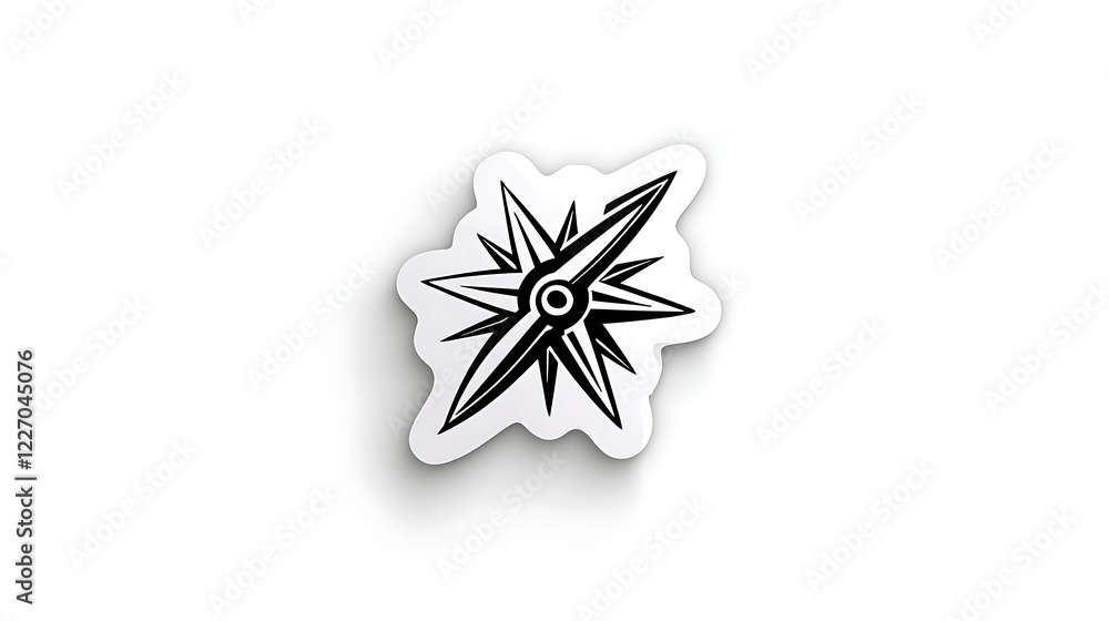 Naklejka premium Black And White Geometric Star Sticker Illustration