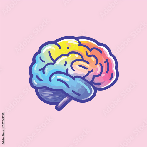 Brain logo icon cartoon Vector Illustration