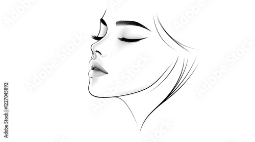 Serene Female Profile A Minimalist Line Art Portrait