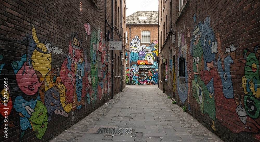 Fototapeta premium Colorful Graffiti Alleyway Urban Art Street Photography