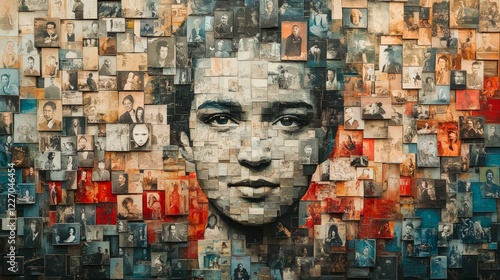 A mosaic of history, faces, and moments interwoven to create a captivating portrait of time and human experience