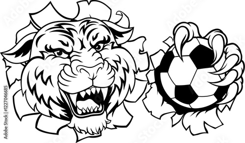 A tiger soccer football ball animal sports team mascot