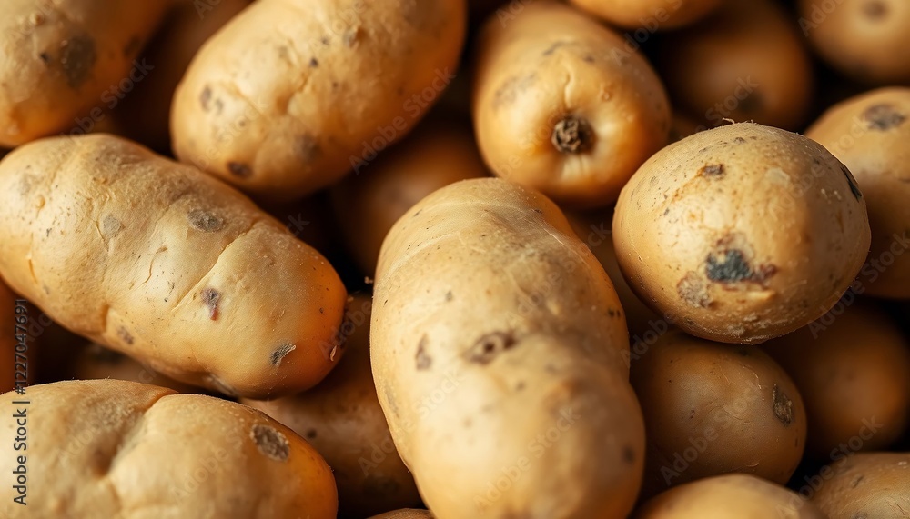 Close up of Fresh Organic Potatoes Raw Russet Potatoes Pile Natural Tuber Texture Close up of Fresh Organic Potatoes Raw Russet Potatoes Pile Natural Tuber Texture